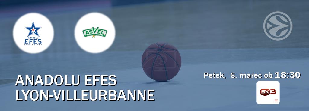 Anadolu Efes in Lyon-Villeurbanne v živo na Sportklub 3. Prenos tekme bo v petek,  6. marec ob  18:30