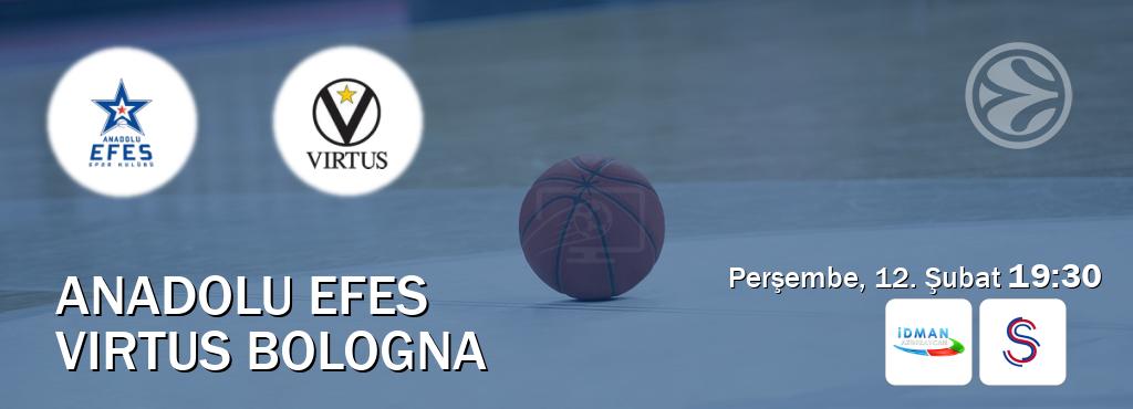 Karşılaşma Anadolu Efes - Virtus Bologna Idman TV ve S Sport'den canlı yayınlanacak (Perşembe, 12. Şubat  19:30).