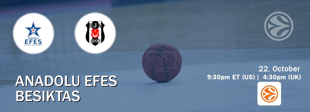 You can watch game live between Anadolu Efes and Besiktas on EuroLeague TV. You can watch game live between Anadolu Efes and Besiktas on EuroLeague TV.