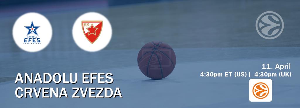 You can watch game live between Anadolu Efes and Crvena zvezda on EuroLeague TV.