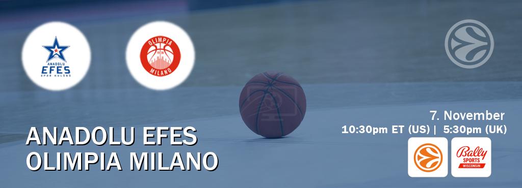 You can watch game live between Anadolu Efes and Olimpia Milano on EuroLeague TV and Bally Sports Wisconsin(US). You can watch game live between Anadolu Efes and Olimpia Milano on EuroLeague TV and Bally Sports Wisconsin(US).