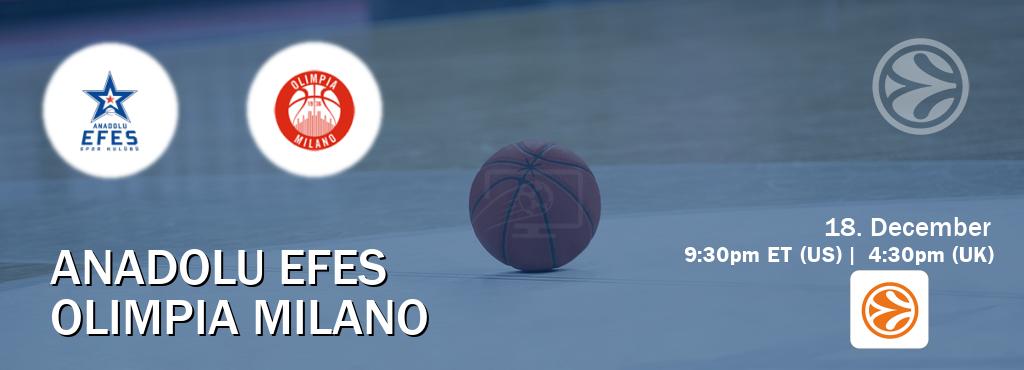 You can watch game live between Anadolu Efes and Olimpia Milano on EuroLeague TV. You can watch game live between Anadolu Efes and Olimpia Milano on EuroLeague TV.