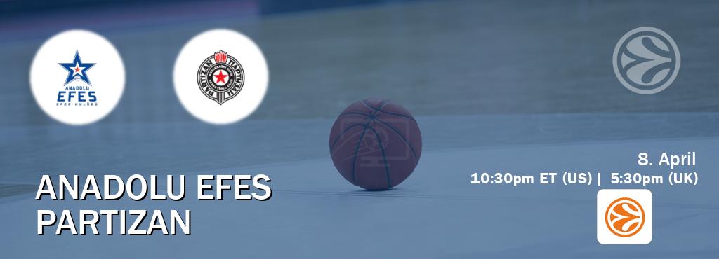 You can watch game live between Anadolu Efes and Partizan on EuroLeague TV. You can watch game live between Anadolu Efes and Partizan on EuroLeague TV.