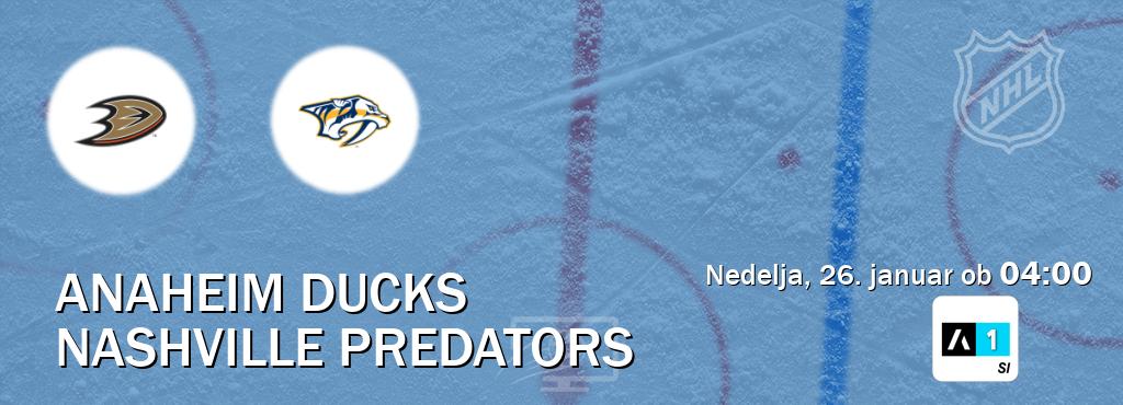 Dvoboj Anaheim Ducks in Nashville Predators s prenosom tekme v živo na Arena Sport 1.