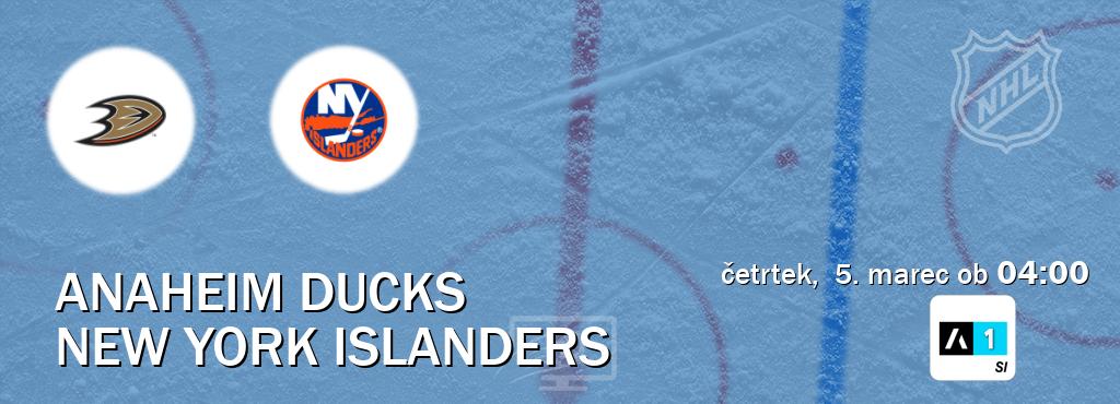 Dvoboj Anaheim Ducks in New York Islanders s prenosom tekme v živo na Arena Sport 1.