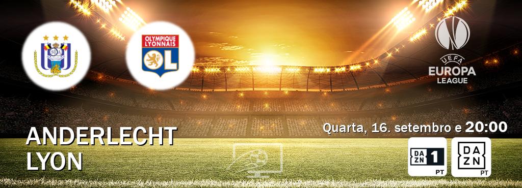 Jogo entre Anderlecht e Lyon tem emissão DAZN Eleven 1, DAZN (quarta, 16. setembro e  20:00).