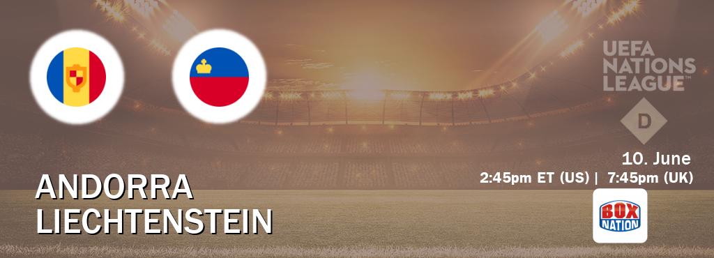 You can watch game live between Andorra and Liechtenstein on Box Nation.