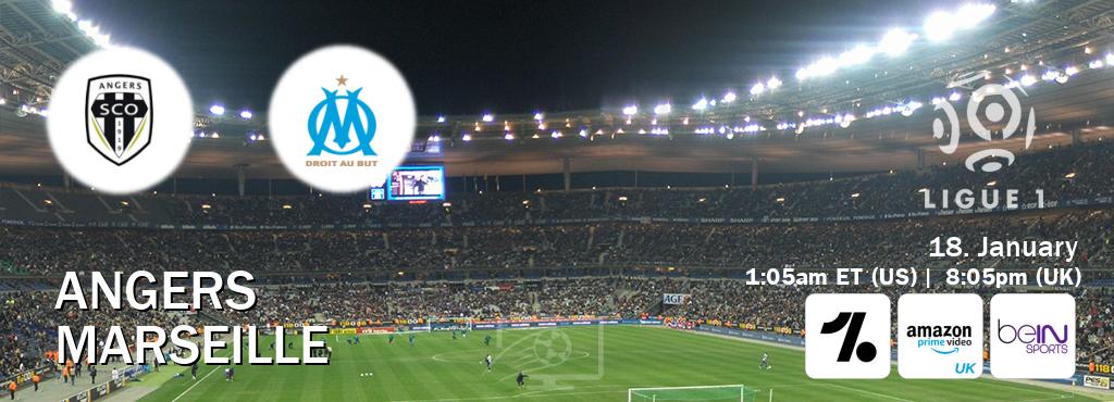 You can watch game live between Angers and Marseille on OneFootball, Amazon Prime Video UK(UK), beIN SPORTS USA(US).