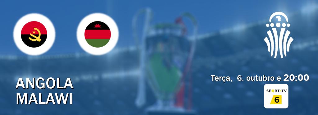 Jogo entre Angola e Malawi tem emissão Sport TV 6 (terça,  6. outubro e  20:00).