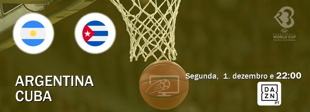 Jogo entre Argentina e Cuba tem emissão DAZN (segunda,  1. dezembro e  22:00).