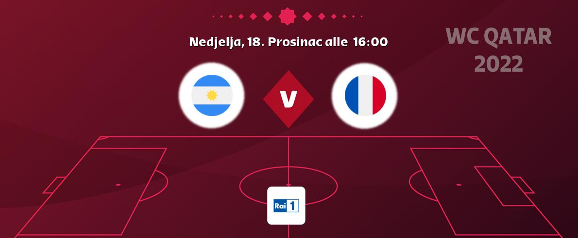 Il match Argentina - Francia sarà trasmesso in diretta TV su Rai 1 (ore 16:00)