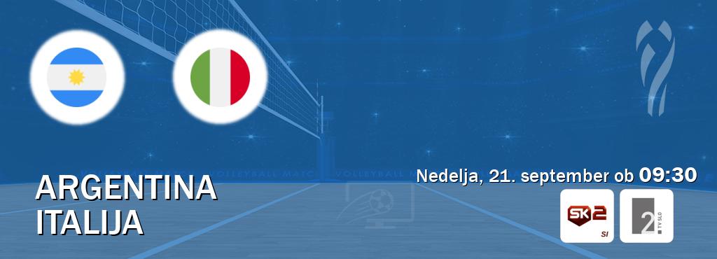 Prenos tekme med Argentina in Italija v živo na Sportklub 2 in TV Slo 2 (nedelja, 21. september ob 09:30 uri). Prenos tekme med Argentina in Italija v živo na Sportklub 2 in TV Slo 2 (nedelja, 21. september ob 09:30 uri).