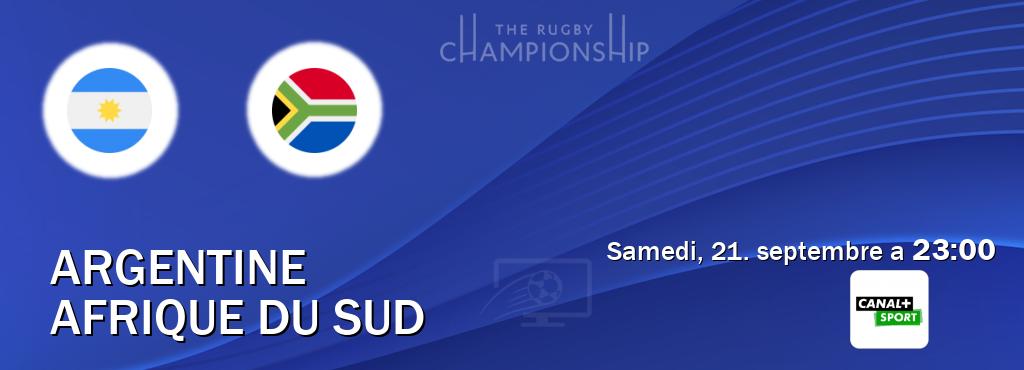 Match entre Argentine et Afrique du Sud en direct à la Canal+ Sport (samedi, 21. septembre a  23:00).