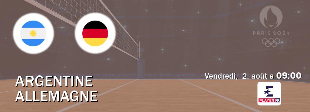 Match entre Argentine et Allemagne en direct à la Eurosport Player FR (vendredi,  2. août a  09:00).