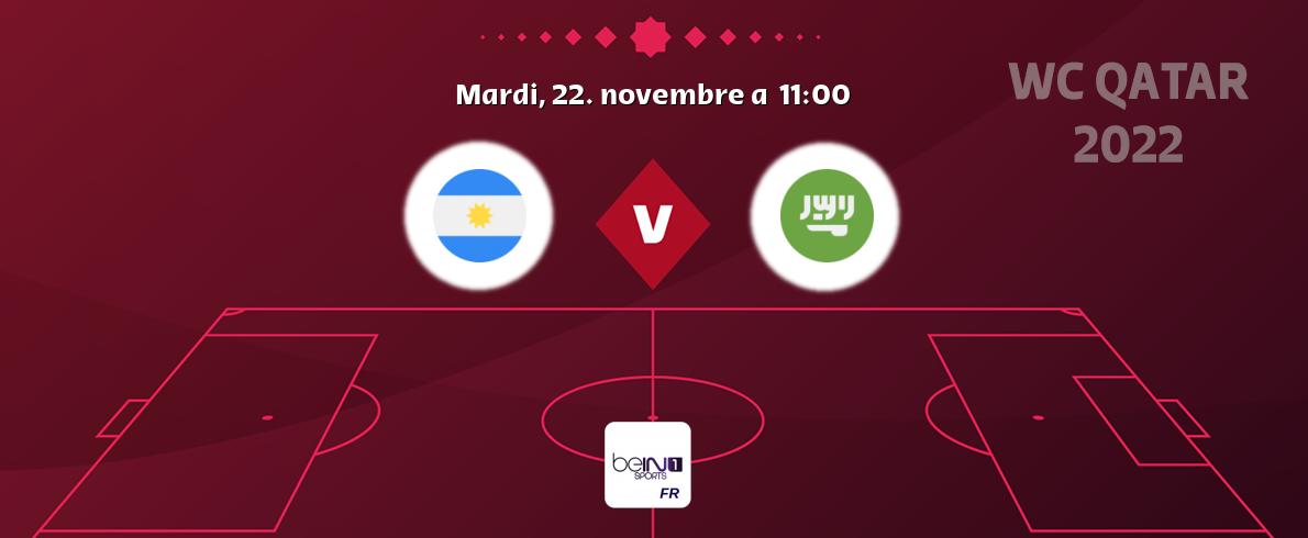 Match entre Argentine et Arabie Saoudite en direct à la beIN Sports 1 (mardi, 22. novembre a  11:00).