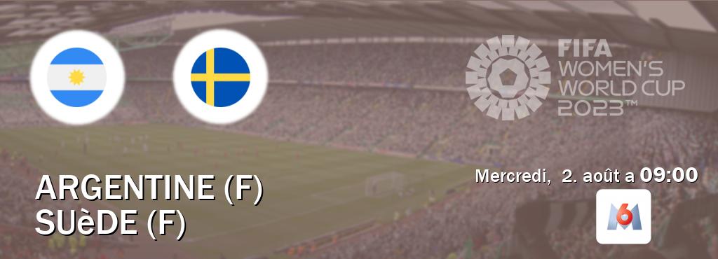 Match entre Argentine (F) et Suède (F) en direct à la M6 (mercredi,  2. août a  09:00).