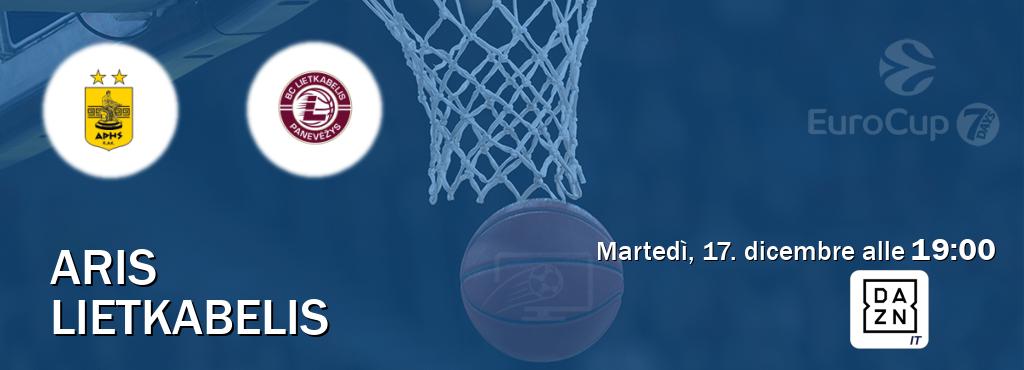 Il match Aris - Lietkabelis sarà trasmesso in diretta TV su DAZN Italia (ore 19:00)