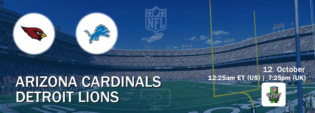 You can watch game live between Arizona Cardinals and Detroit Lions on NFL Sunday Ticket(US).