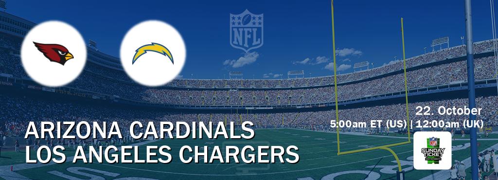 You can watch game live between Arizona Cardinals and Los Angeles Chargers on NFL Sunday Ticket(US).