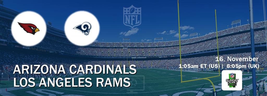 You can watch game live between Arizona Cardinals and Los Angeles Rams on NFL Sunday Ticket(US). You can watch game live between Arizona Cardinals and Los Angeles Rams on NFL Sunday Ticket(US).