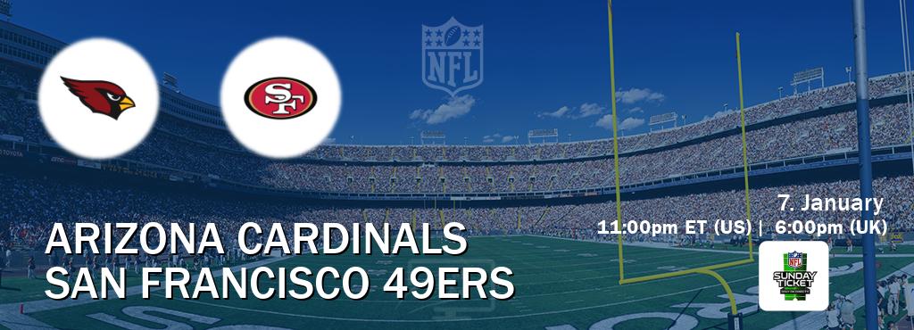 You can watch game live between Arizona Cardinals and San Francisco 49ers on NFL Sunday Ticket(US).