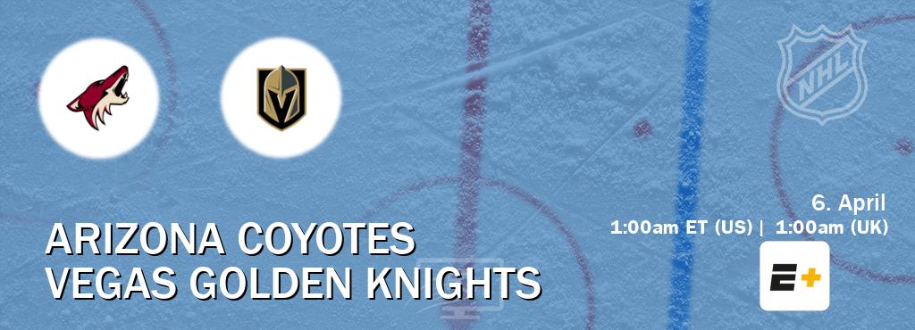 You can watch game live between Arizona Coyotes and Vegas Golden Knights on ESPN+(US).
