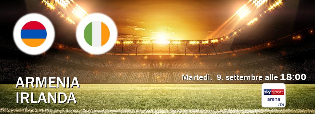 Il match Armenia - Irlanda sarà trasmesso in diretta TV su Sky Sport Arena (ore 18:00)