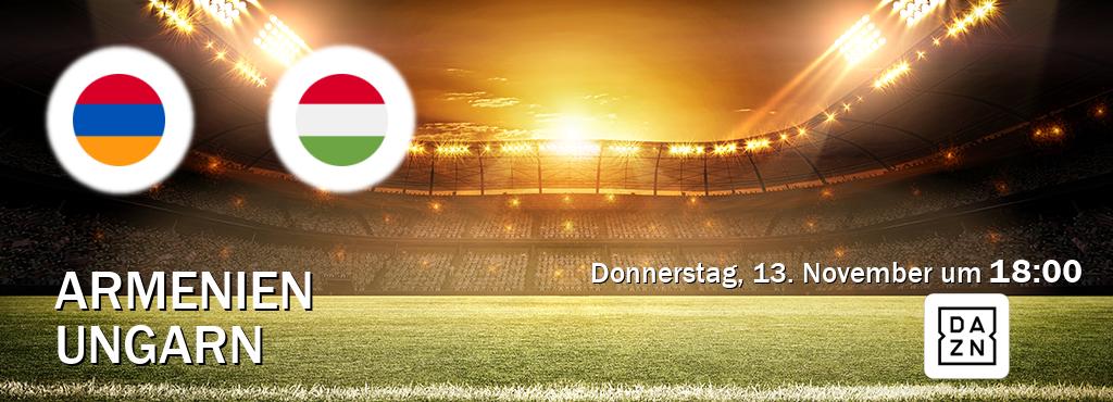 Das Spiel zwischen Armenien und Ungarn wird am Donnerstag, 13. November um 18:00, live vom DAZN übertragen. Das Spiel zwischen Armenien und Ungarn wird am Donnerstag, 13. November um 18:00, live vom DAZN übertragen.