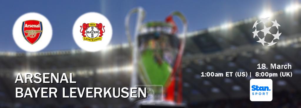 You can watch game live between Arsenal and Bayer Leverkusen on Stan Sport(AU).