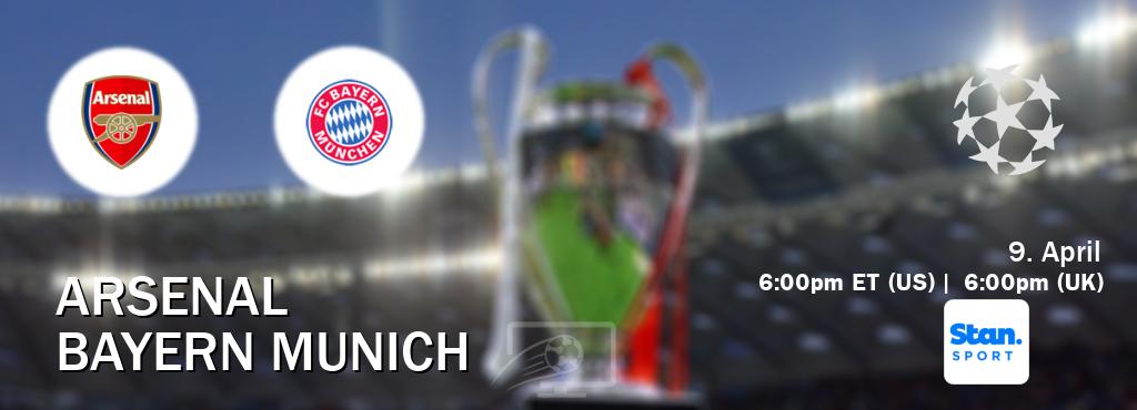 You can watch game live between Arsenal and Bayern Munich on Stan Sport(AU).