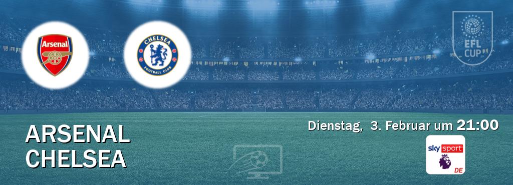 Das Spiel zwischen Arsenal und Chelsea wird am Dienstag,  3. Februar um  21:00, live vom Sky Sport Premier League übertragen.