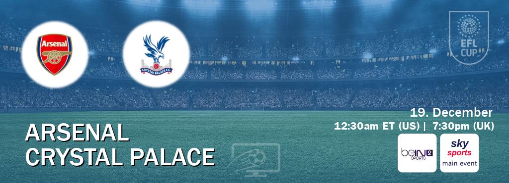 You can watch game live between Arsenal and Crystal Palace on beIN SPORTS 2(AU) and Sky Sports Main Event(UK).