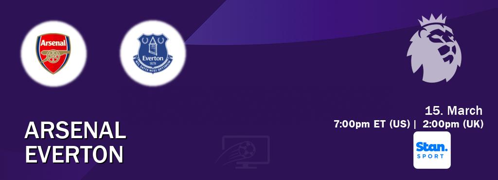 You can watch game live between Arsenal and Everton on Stan Sport(AU).