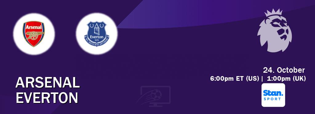 You can watch game live between Arsenal and Everton on Stan Sport(AU).