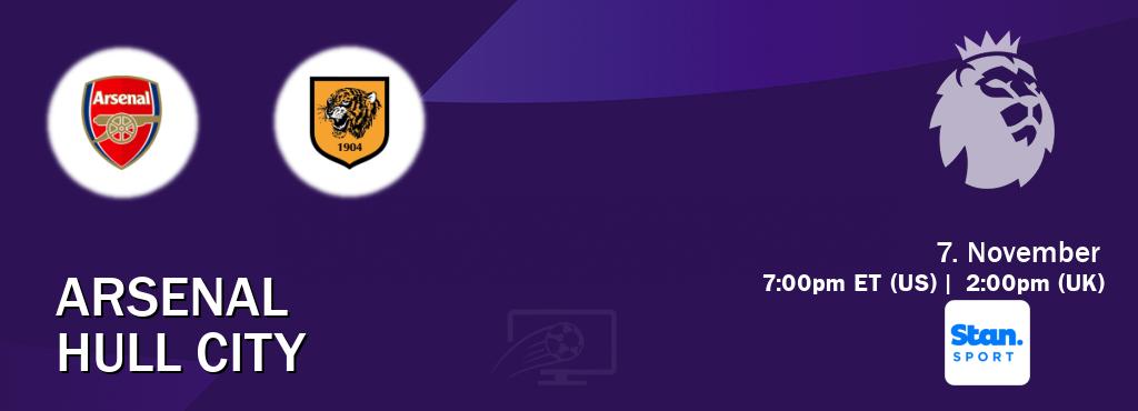 You can watch game live between Arsenal and Hull City on Stan Sport(AU).