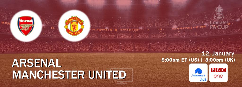 You can watch game live between Arsenal and Manchester United on Paramount+ Australia(AU) and BBC One(UK).