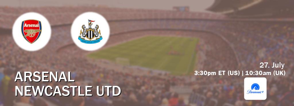 You can watch game live between Arsenal and Newcastle Utd on Paramount+(US). You can watch game live between Arsenal and Newcastle Utd on Paramount+(US).