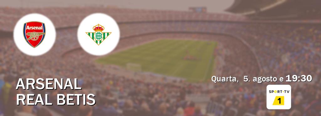 Jogo entre Arsenal e Real Betis tem emissão Sport TV 1 (quarta,  5. agosto e  19:30).