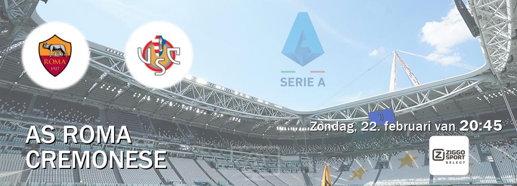 Wedstrijd tussen AS Roma en Cremonese live op tv bij Ziggo Sport 2 (zondag, 22. februari van  20:45).