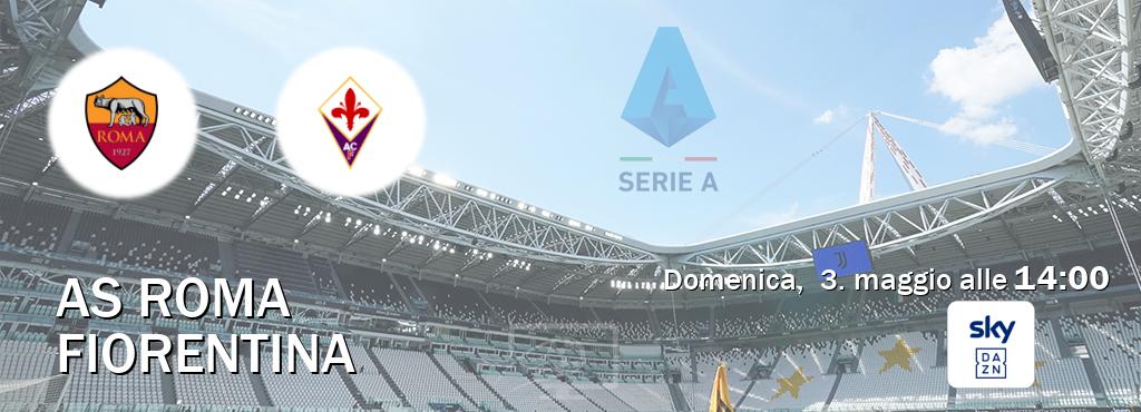 Il match AS Roma - Fiorentina sarà trasmesso in diretta TV su Sky Sport Bar (ore 14:00)