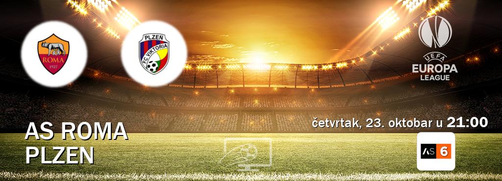 Izravni prijenos utakmice AS Roma i Plzen pratite uživo na Arena Sport 6 (četvrtak, 23. oktobar u 21:00). Izravni prijenos utakmice AS Roma i Plzen pratite uživo na Arena Sport 6 (četvrtak, 23. oktobar u 21:00).