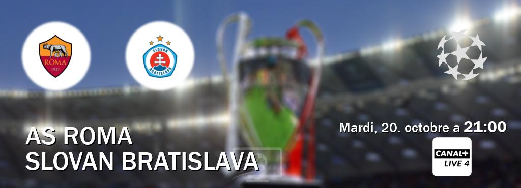 Match entre AS Roma et Slovan Bratislava en direct à la Canal+ Live 4 (mardi, 20. octobre a  21:00).