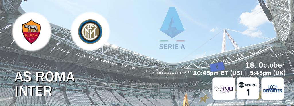 You can watch game live between AS Roma and Inter on beIN SPORTS 2(AU), TNT Sports 1(UK), Fox Deportes(US). You can watch game live between AS Roma and Inter on beIN SPORTS 2(AU), TNT Sports 1(UK), Fox Deportes(US).