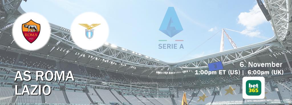 You can watch game live between AS Roma and Lazio on bet365.