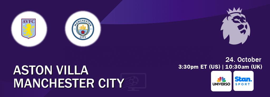 You can watch game live between Aston Villa and Manchester City on UNIVERSO(US) and Stan Sport(AU). You can watch game live between Aston Villa and Manchester City on UNIVERSO(US) and Stan Sport(AU).