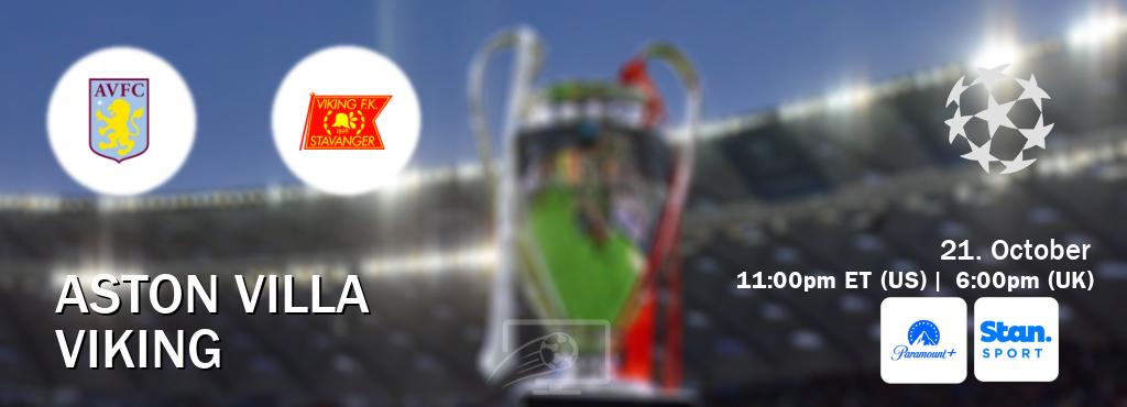 You can watch game live between Aston Villa and Viking on Paramount+(US) and Stan Sport(AU).