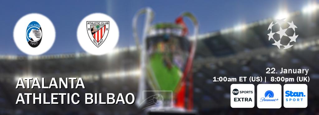 You can watch game live between Atalanta and Athletic Bilbao on TNT Sports Extra(UK), Paramount+(US), Stan Sport(AU). You can watch game live between Atalanta and Athletic Bilbao on TNT Sports Extra(UK), Paramount+(US), Stan Sport(AU).