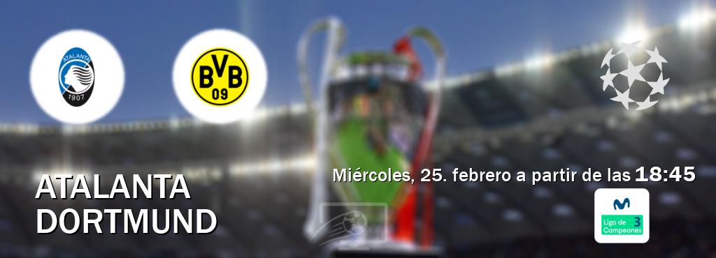 El partido entre Atalanta y Dortmund será retransmitido por Movistar Liga de Campeones 3 (miércoles, 25. febrero a partir de las  18:45).