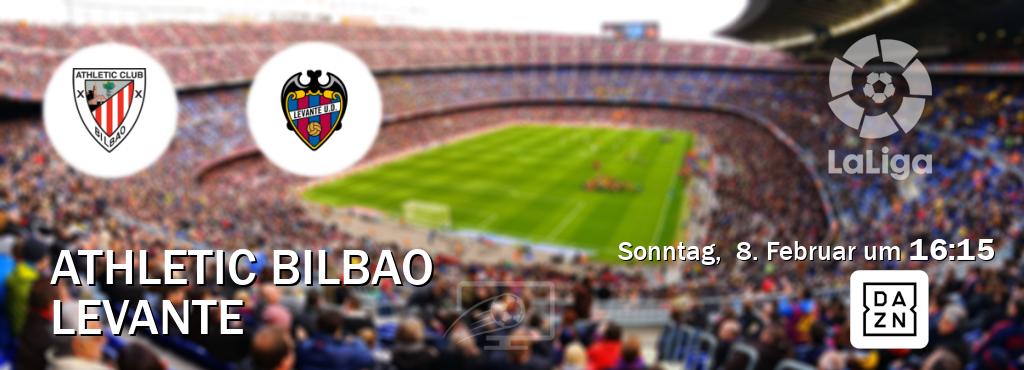 Das Spiel zwischen Athletic Bilbao und Levante wird am Sonntag,  8. Februar um  16:15, live vom DAZN übertragen.