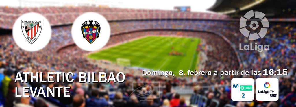 El partido entre Athletic Bilbao y Levante será retransmitido por M. LaLiga 2 y LaLigaTV Bar (domingo,  8. febrero a partir de las  16:15).